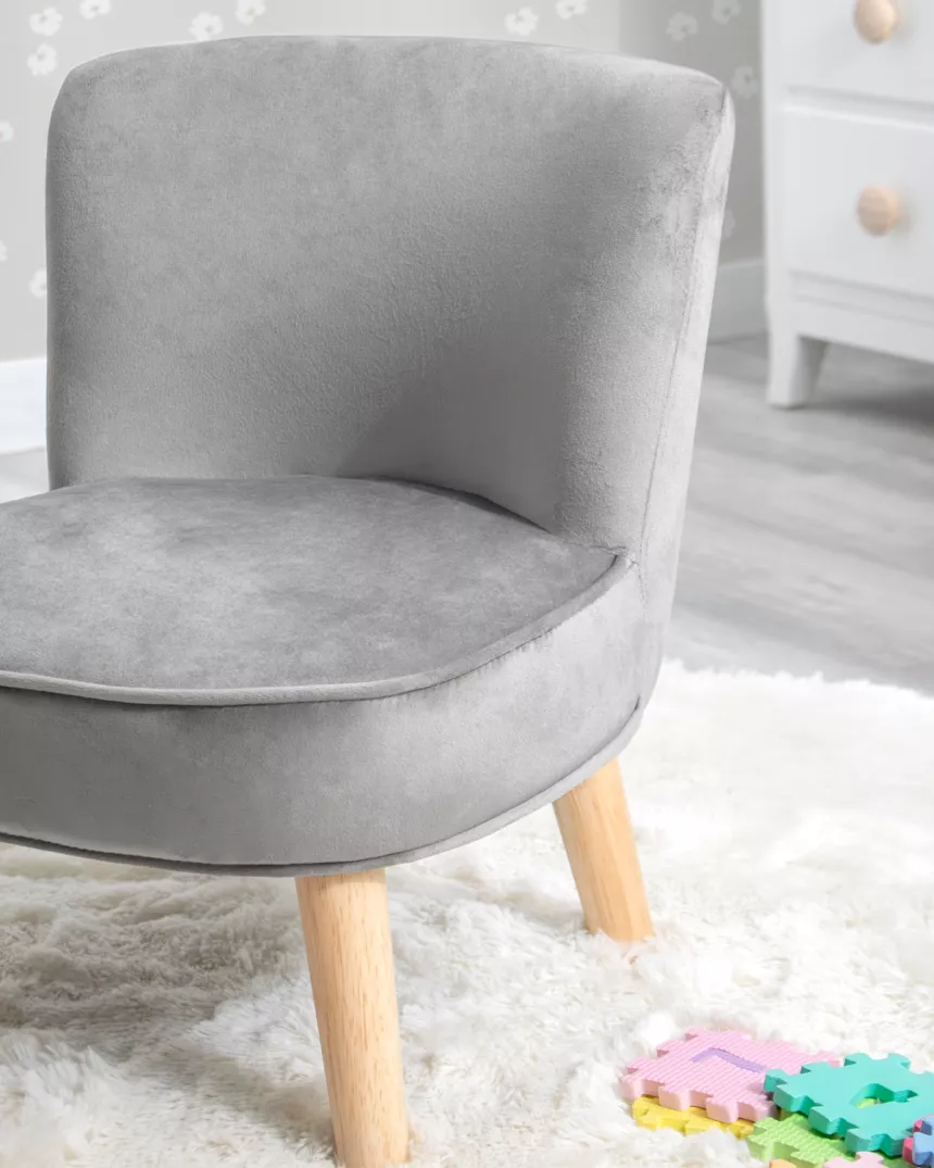 Poltroncina per bambini in velluto grigio - Cameretta dei bambini