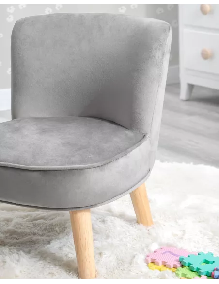 Poltroncina per bambini in velluto grigio - Cameretta dei bambini