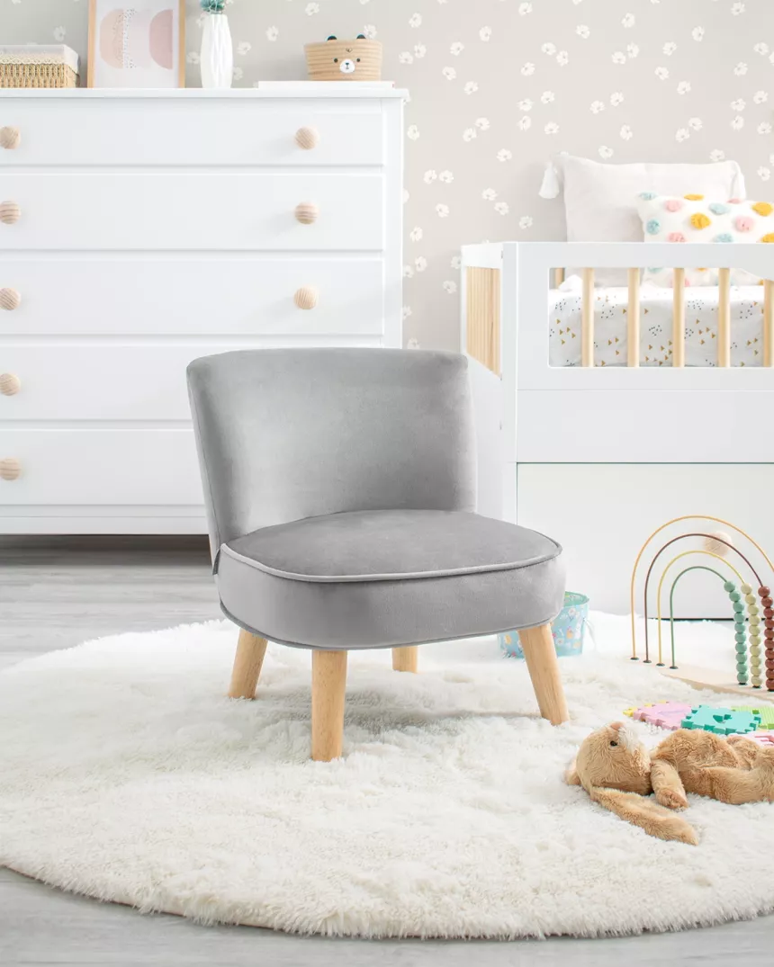 Poltroncina per bambini in velluto grigio - Cameretta dei bambini