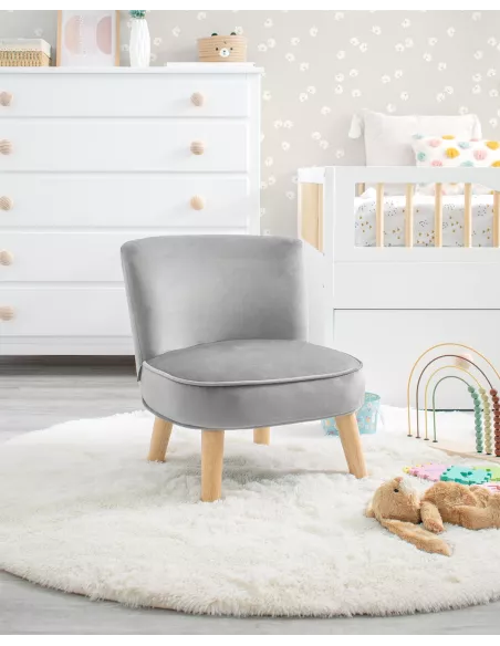 Poltroncina per bambini in velluto grigio - Cameretta dei bambini