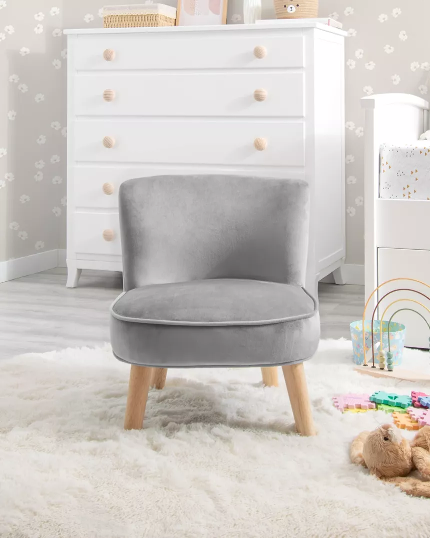 Poltroncina per bambini in velluto grigio - Cameretta dei bambini