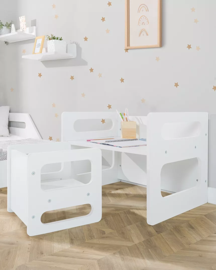 Tavolino con sedia evolutivo bianco - Consegna gratuita