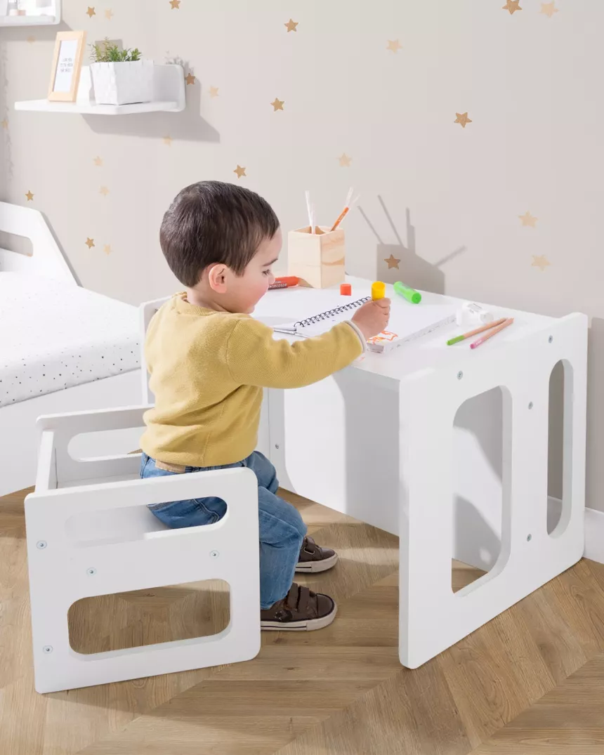 Tavolino con sedia evolutivo bianco - Consegna gratuita