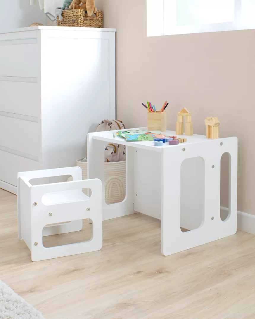 Tavolino con sedia evolutivo bianco - Consegna gratuita