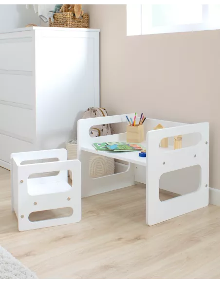 Tavolino con sedia evolutivo bianco - Consegna gratuita