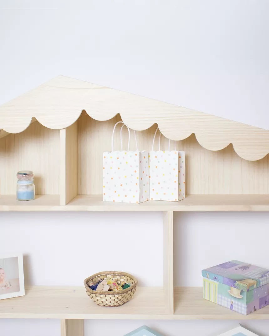 Libreria per bambini a Casetta in legno naturale - Consegna gratuita