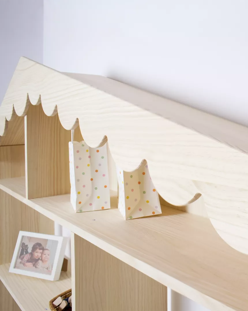 Libreria per bambini a Casetta in legno naturale - Consegna gratuita