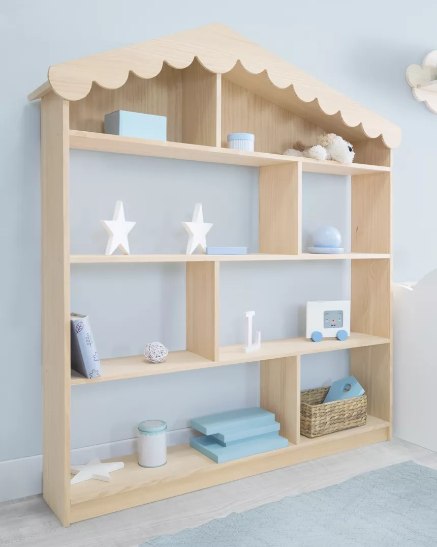 Libreria per bambini a Casetta in legno naturale - Consegna gratuita