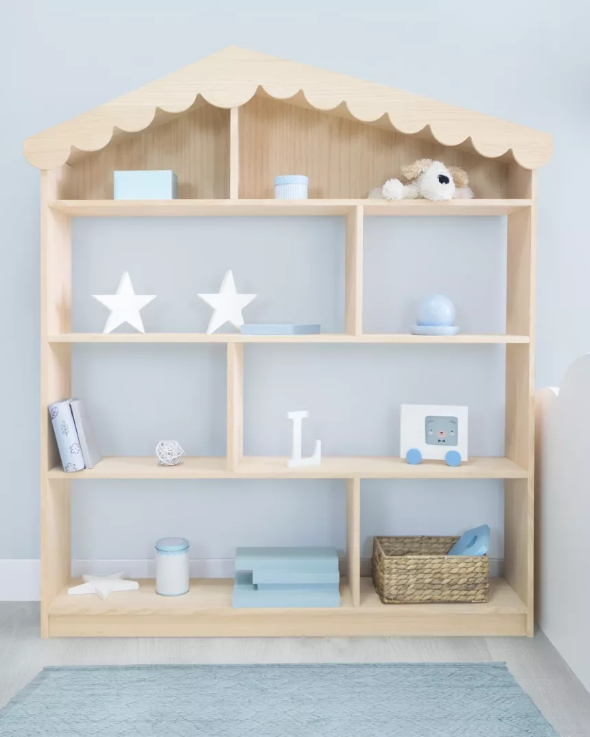 Libreria per bambini a Casetta in legno naturale - Consegna gratuita