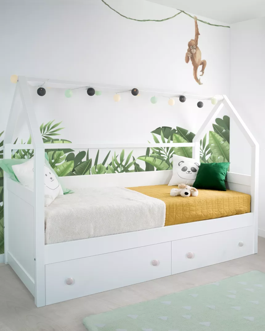 Letto Casetta bianca con cassetti-Consegna gratuita