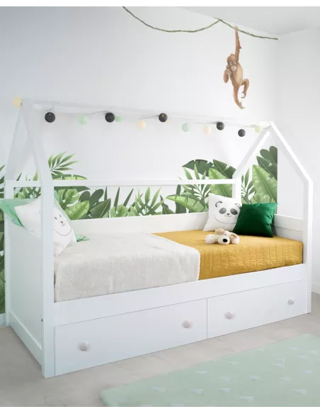 Letto Casetta bianca con cassetti-Consegna gratuita