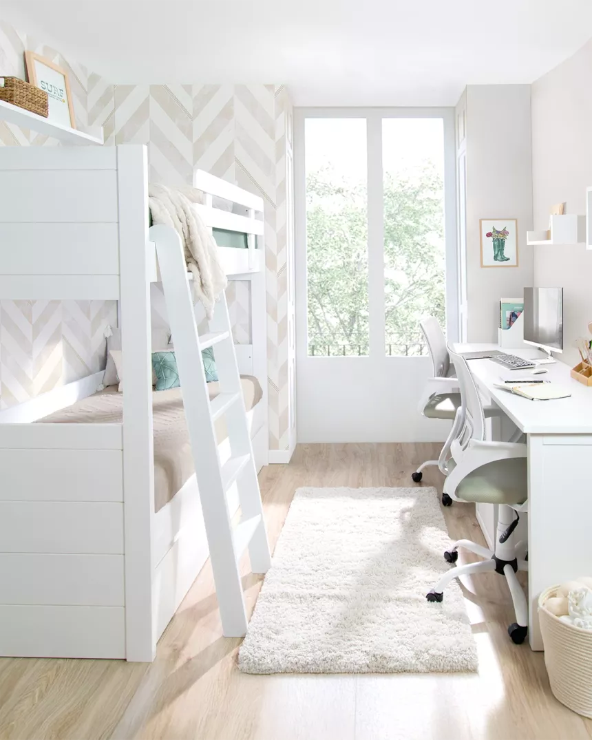 letto a castello per bambini lineare con cassetti