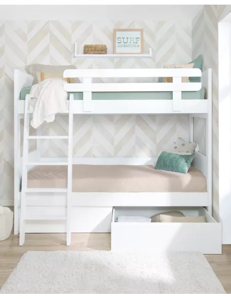 letto a castello per bambini lineare con cassetti