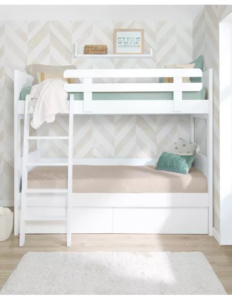 letto a castello per bambini lineare con cassetti