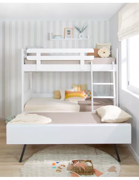 Letto a castello con tre posti Lineare- Consegna gratuita