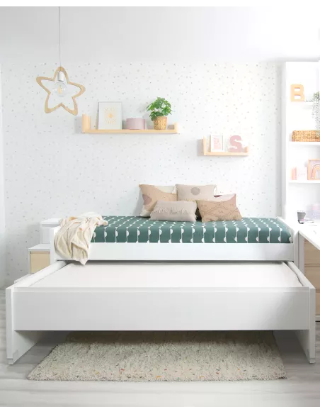 Letto estraibile e cassetti compatto legno naturale Lineare