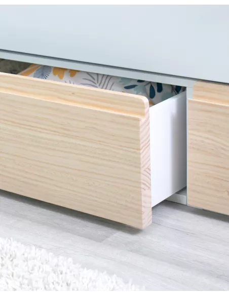 Letto estraibile e cassetti compatto legno naturale Lineare