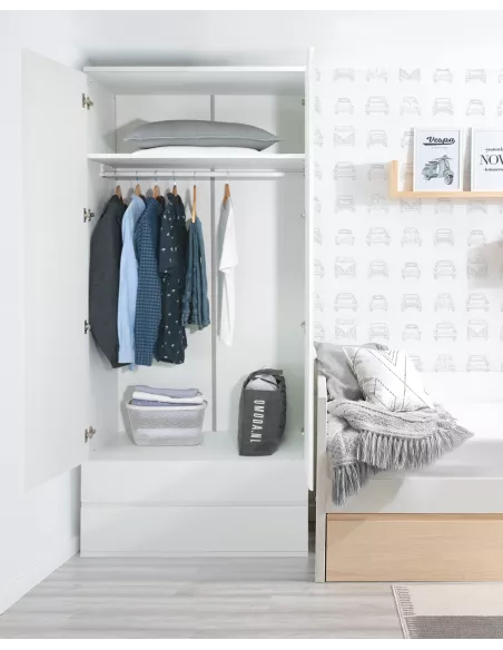 Armadio 2 ante con cassetti per ragazzi Lineare