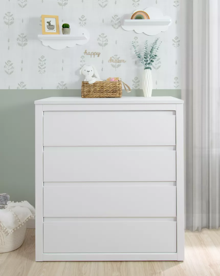 Comó 4 cassetti Lineare bianco - Consegna gratuita