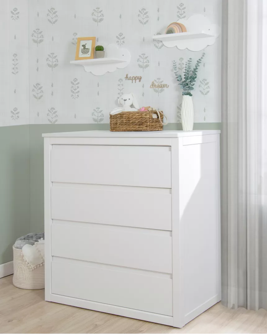 Comó 4 cassetti Lineare bianco - Consegna gratuita