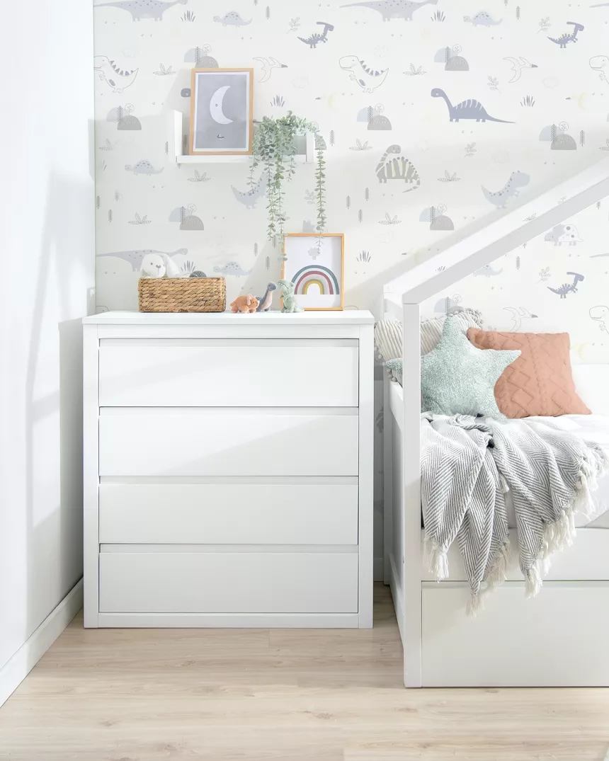 Comó 4 cassetti Lineare bianco - Consegna gratuita