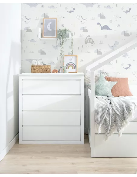 Comó 4 cassetti Lineare bianco - Consegna gratuita