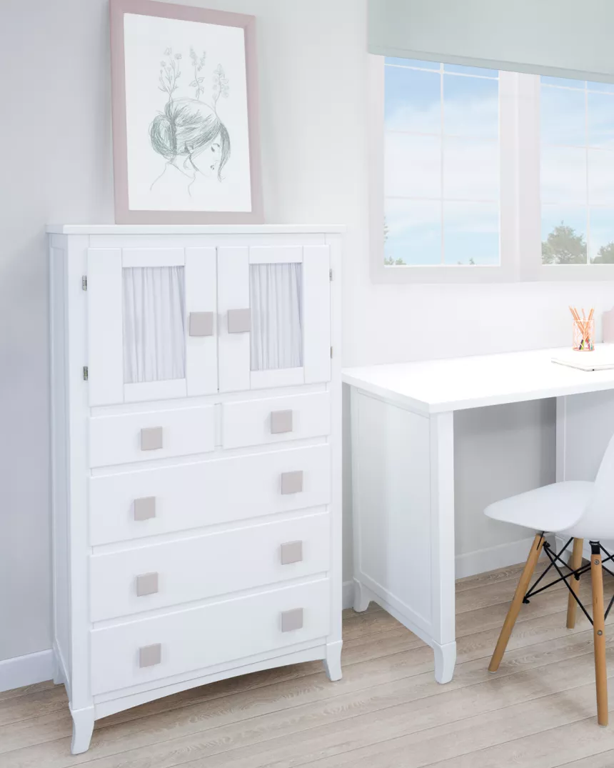 Cassettiera settimino con ante e tende - Consegna gratuita