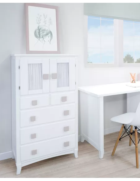 Cassettiera settimino con ante e tende - Consegna gratuita