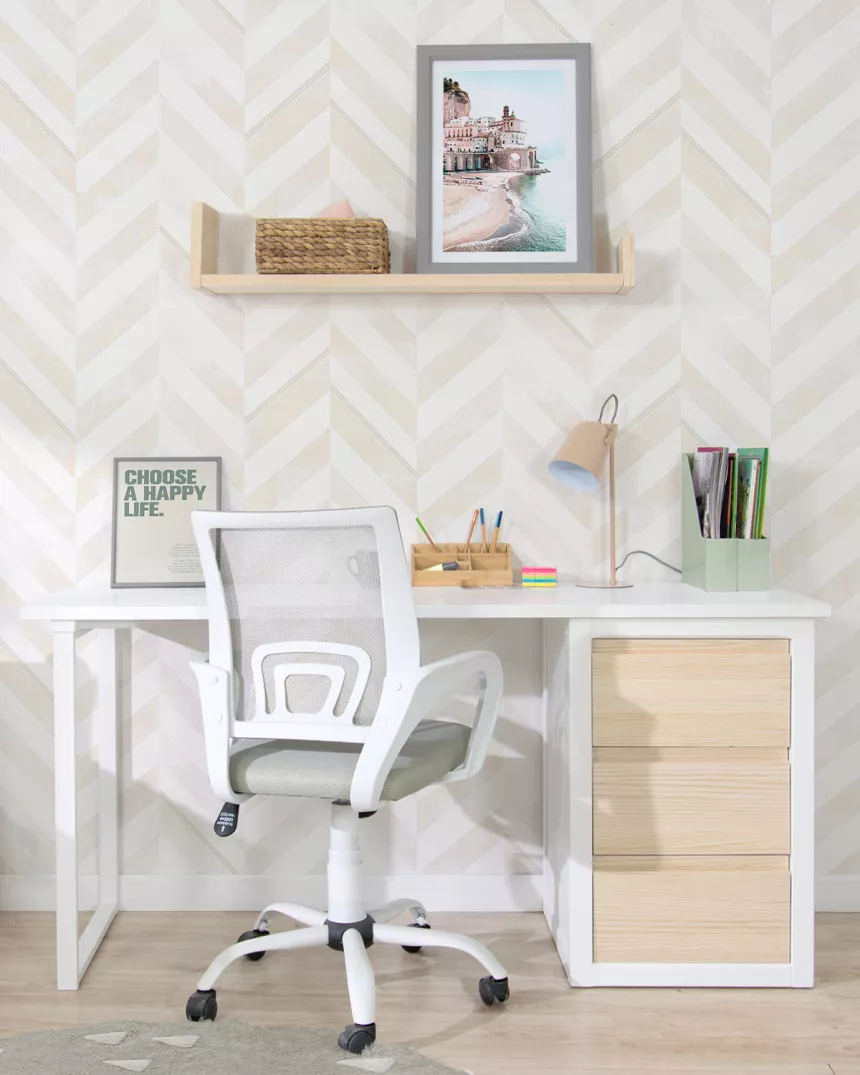 Scrivania con cassettiera e gamba in metallo - Consegna gratuita