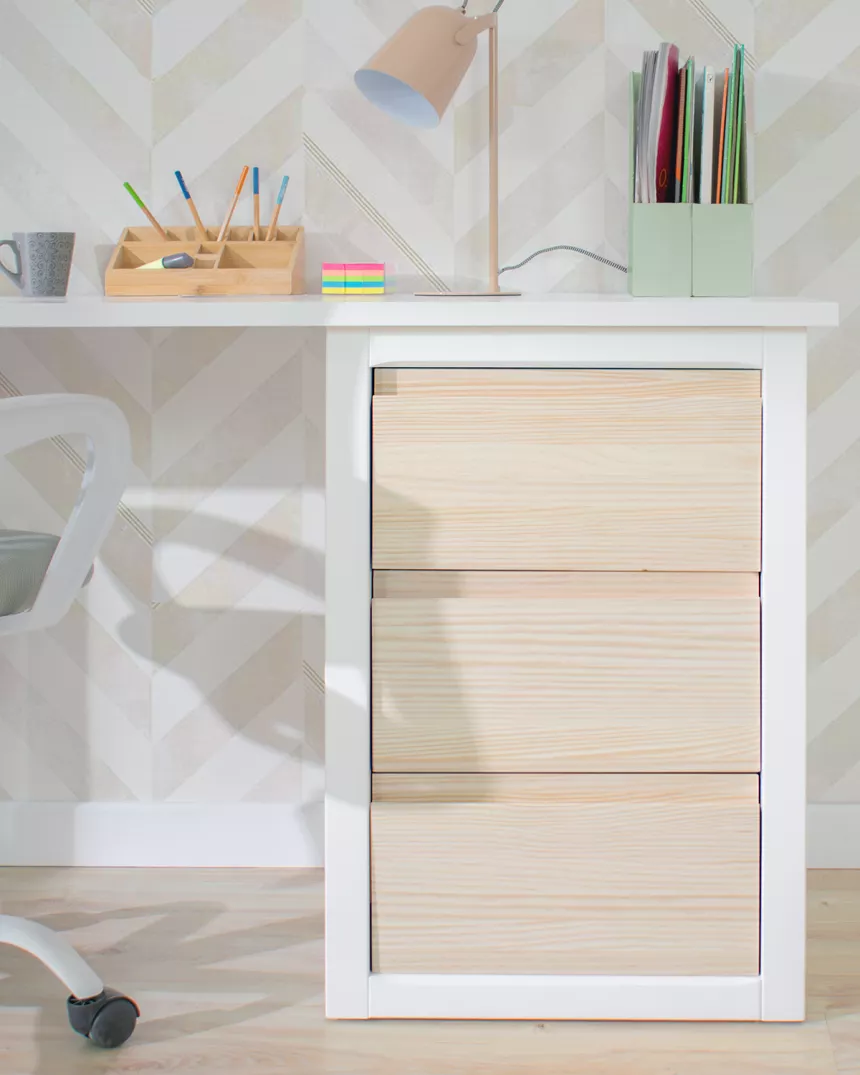 Scrivania con cassettiera e gamba in metallo - Consegna gratuita