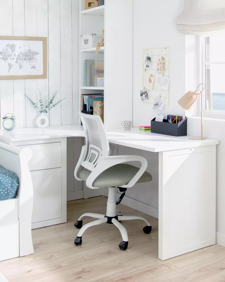 Scrivania ad angolo con cassettiera per ragazzi-Lineare