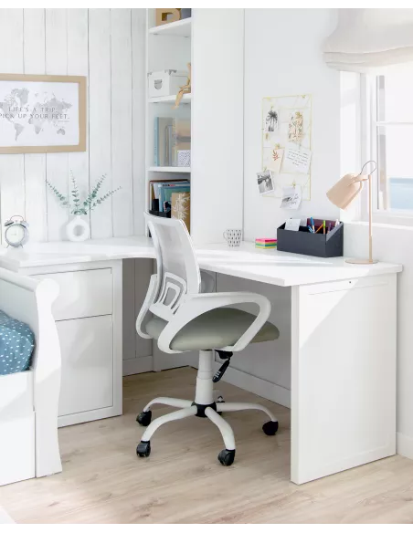 Scrivania ad angolo con cassettiera per ragazzi-Lineare