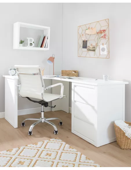 Scrivania ad angolo con cassettiera per ragazzi-Lineare