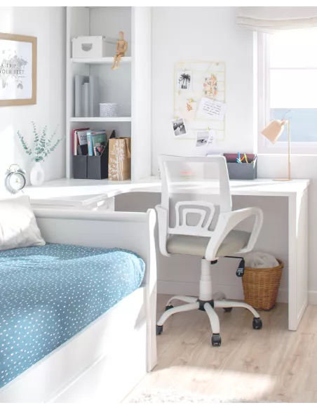 Scrivania ad angolo con cassettiera per ragazzi-Lineare