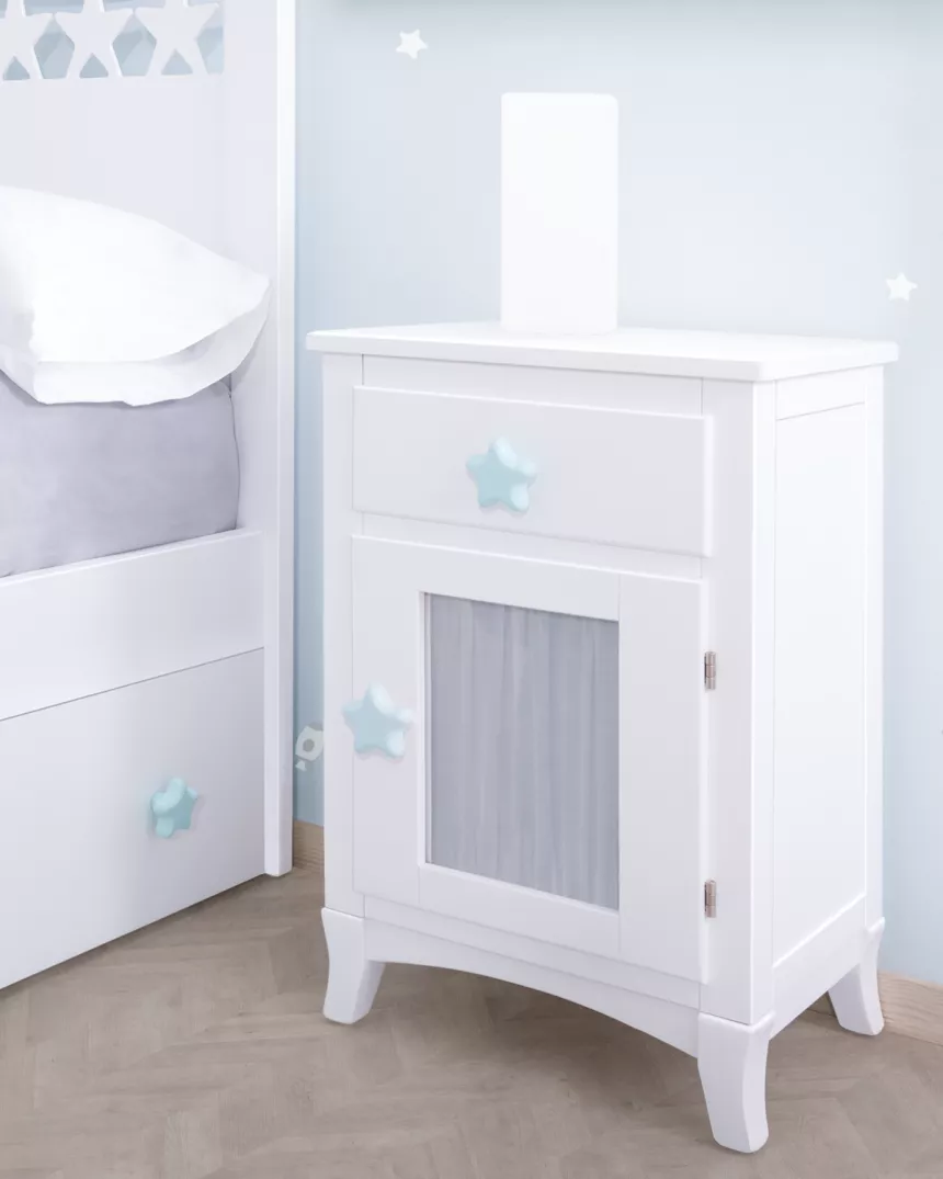 Comodino con anta e tenda - Consegna gratuita