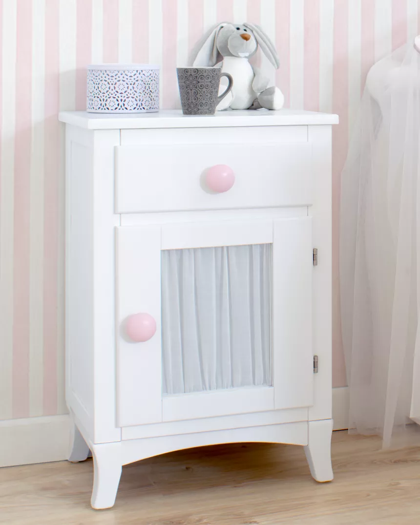 Comodino con anta e tenda - Consegna gratuita