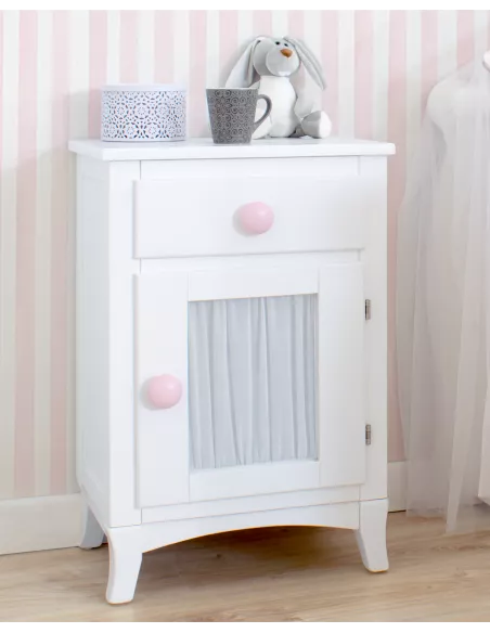 Comodino con anta e tenda