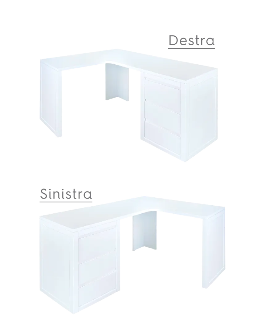Scrivania ad angolo con cassettiera per ragazzi-Lineare
