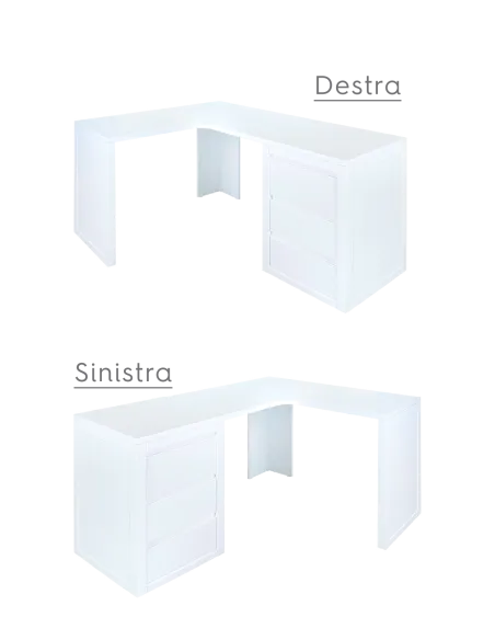 Scrivania ad angolo con cassettiera per ragazzi-Lineare