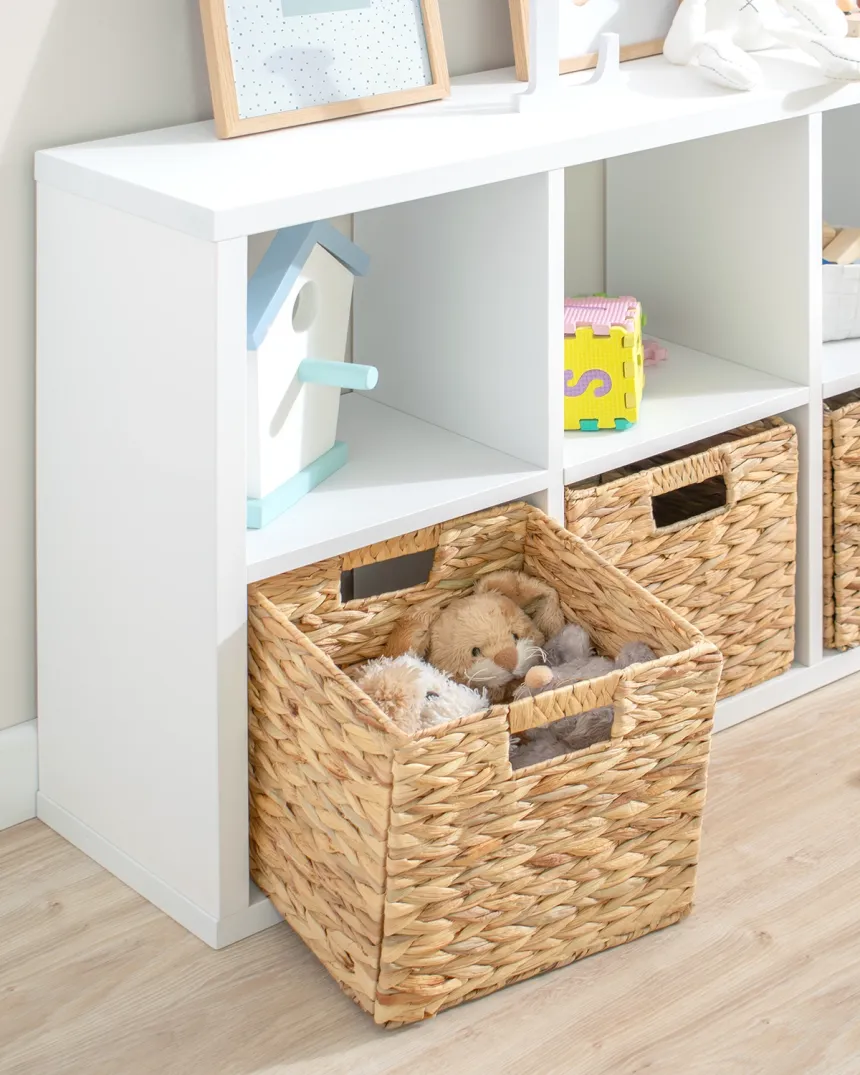 Libreria a scaffale con 4 cesti portaoggetti