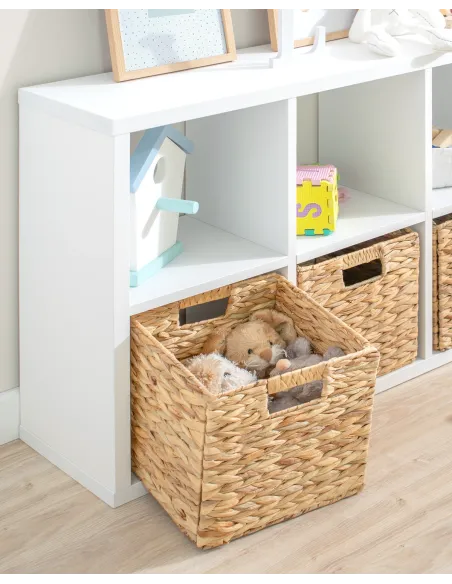 Libreria a scaffale con 4 cesti portaoggetti