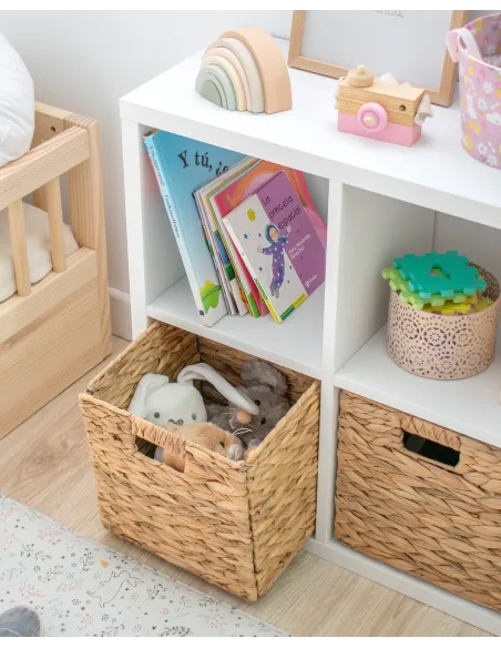 Libreria a scaffale con 4 cesti portaoggetti