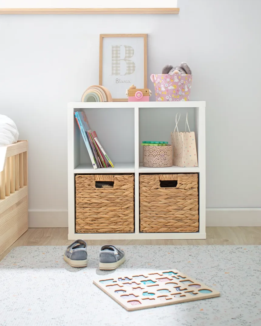 Libreria a scaffale con 2 cesti portaoggetti - Consegna gratuita