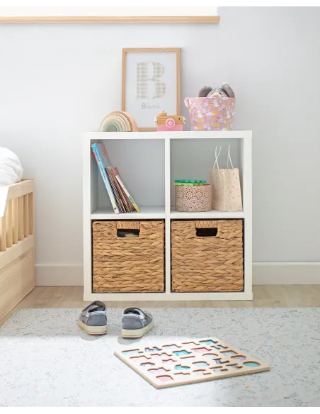 Libreria a scaffale con 2 cesti portaoggetti - Consegna gratuita