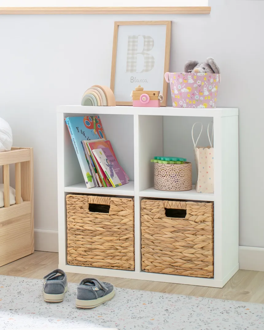 Libreria a scaffale con 2 cesti portaoggetti - Consegna gratuita