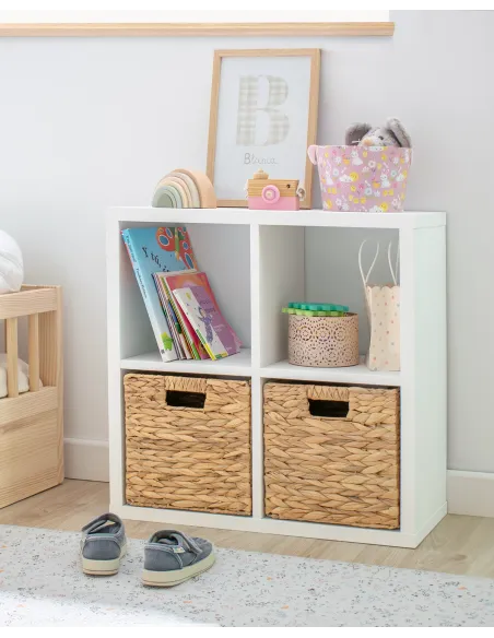 Libreria a scaffale con 2 cesti portaoggetti - Consegna gratuita