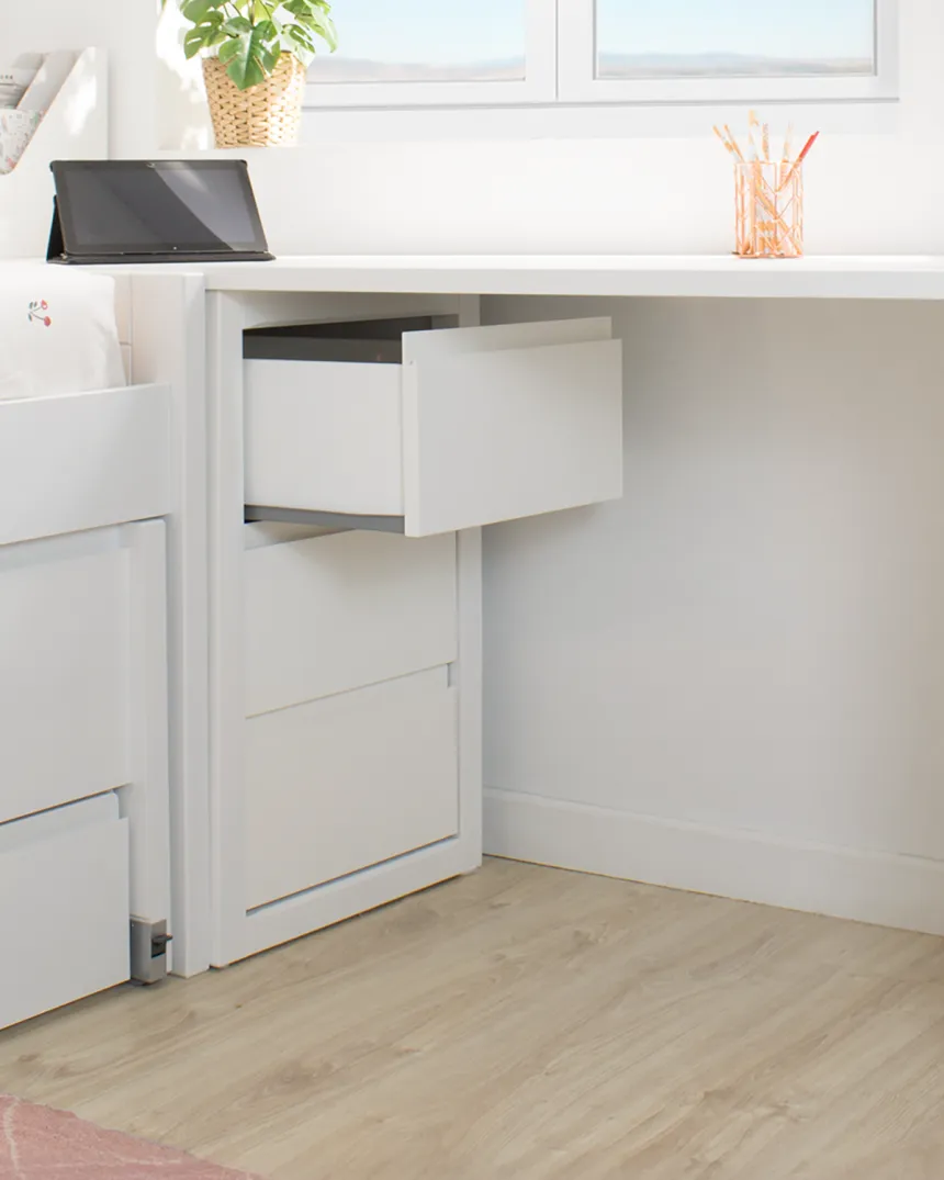 Scrivania con cassettiera imbotitta e cassettiera Lineare 2