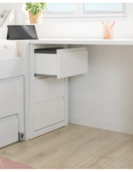 Scrivania con cassettiera imbotitta e cassettiera Lineare