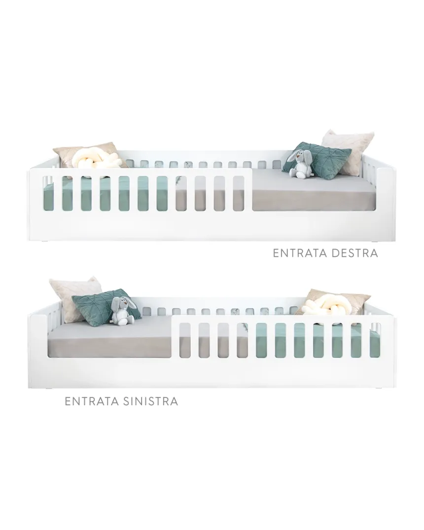 Letto montessori con sbarre CRETA Bianco - Consegna gratuita