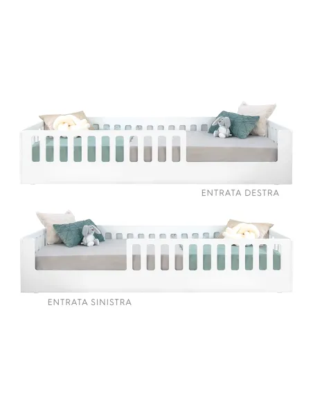 Letto montessori con sbarre CRETA Bianco - Consegna gratuita